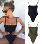 UNAIZA Female Bodysuit New Ladies Sexy Solid Color Slim-Fit Flat-Mouth Sling One-Piece Bottoming Vest And Chest Wrap Underwear