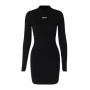 Women Turtleneck Long Sleeves Letter Print Sexy Bodycon Skinny Mini Dress Streetwear