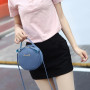 Women Small Round Handbag PU Leather  Solid Color Circular Shoulder Messenger Bags Simple Money Bag