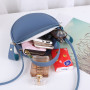 Women Small Round Handbag PU Leather  Solid Color Circular Shoulder Messenger Bags Simple Money Bag