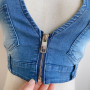 Women 90s Vintage Girls Denim Tank Sexy Sleeveless Crop Tops Street Fashion Jeans Pant 2 Pieces Set
