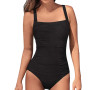 Women One Piece Swimsuits Tummy Control Swimwear Plus Size Bathing Suit Ruched Monokini Vintage