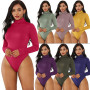 Women Sexy Bodycon Bodysuit Long Sleeve Turtleneck Sheath Basic Body Top