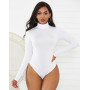 Women Sexy Bodycon Bodysuit Long Sleeve Turtleneck Sheath Basic Body Top