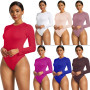Women 13 Colors Long Sleeve O Neck Casual Bodysuit Tops