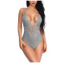 Women Lace Deep V-neck Backless Bodysuit Lingerie Sexy Camis Skinny Body Suit  Solid Plus Size