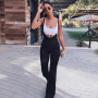 Sexy Wide Leg Trousers Women High Waist Overalls Back Zipper Pants Streetwear Capris Trousers