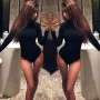 Women Turtleneck Casual Solid Bodycon Bodysuits Classic Long Sleeve Basic Tops