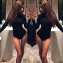 Sought -After Women Lady Sexy Long Sleeve Shirt Jumpsuit Bodysuit Stretch Leotard Top