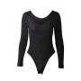 Women Sexy Knit Bodysuit Long Sleeve V neck Bodycon Slim Fit Jumpsuit Romper Leotard Tops