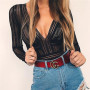 Sexy Lace Bodysuit Bodysuit Women Floral Embroidery Deep V Neck Backless Patchwork Jumpsuit Overalls