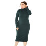 Women Knitted Turtleneck Sweater Bodycon Casual Fit Elegant Dresses Plus Size 5XL Pencil 5 Colors