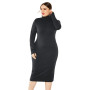 Women Knitted Turtleneck Sweater Bodycon Casual Fit Elegant Dresses Plus Size 5XL Pencil 5 Colors