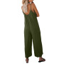 Women Romper Boat Neck No-Sleeve Sling Jumpsuit Playsuits Wide-Leg Trousers Solid Color