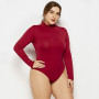 Turtleneck Slim Body Women Sexy Bodysuits Clothing Streetwear Basic High Elastic Casual Jumpsuits Plus Size 5XL