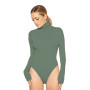 Turtleneck Long Sleeve Women Bodysuits Elastic Slim Elegant Jumpsuits High Waist Clothing