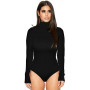 Turtleneck Long Sleeve Women Bodysuits Elastic Slim Elegant Jumpsuits High Waist Clothing