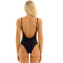 Women Adjustable Shoulder Straps Deep U Neck Backless Bodysuit with Removable Padded Bathing Suit