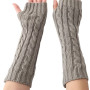 Winter Warm Arm Twist Knitted Crochet Long Fingerless Gloves Women Solid Mittens Hand Warmer New
