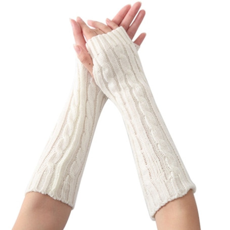 Winter Warm Arm Twist Knitted Crochet Long Fingerless Gloves Women Solid Mittens Hand Warmer New