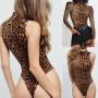Body Suit Turtleneck Sleeveless Sexy Leopard Bodysuit For Women Bodycon Skinny Printed Bodysuit