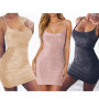 Women Sleeveless Backless Evening Dress Sheath Sequins Bodycon Clubwear Short Mini Dresses