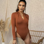 Women Sexy Bodysuit Casual Bodycon Solid Knitted Turtleneck Tops