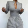 Women Sexy Bodysuit Casual Bodycon Solid Knitted Turtleneck Tops