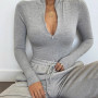 Women Sexy Bodysuit Casual Bodycon Solid Knitted Turtleneck Tops