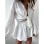 Women Bohemian Shorts Sets Solid White Loose Fit Outfits Suit 2 Two Piece Set