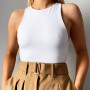 Sleeveless Sexy Bodysuit Women Off Shoulder White Basic Body Top Streetwear