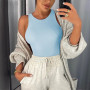 Sleeveless Sexy Bodysuit Women Off Shoulder White Basic Body Top Streetwear