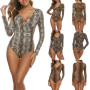 4 Styles Women Leopard Snakeskin Print V-Neck Bodysuit warm clothes slim fit fashion