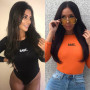 Long Sleeve O Neck Neon Bodycon Sexy Bodysuit  Women Fashion Casual Slim Fit Body Crop Streetwear