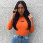 Long Sleeve O Neck Neon Bodycon Sexy Bodysuit  Women Fashion Casual Slim Fit Body Crop Streetwear