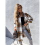 Women Checked Shirt Coats Woolen Blends Warm Long Plaid Coats Elegant Chic Retro Oversize Jackets