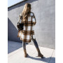 Women Checked Shirt Coats Woolen Blends Warm Long Plaid Coats Elegant Chic Retro Oversize Jackets