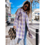 Women Casual Plaid Blouses Long Sleeve Button Loose Shirts Coat Print Cotton Long Tops