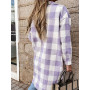 Women Casual Plaid Blouses Long Sleeve Button Loose Shirts Coat Print Cotton Long Tops