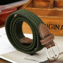 Men women Elastic Stretch Waist Belt Canvas Braided Elastic 2cm Wide Hot Metal