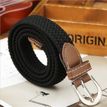 Men women Elastic Stretch Waist Belt Canvas Braided Elastic 2cm Wide Hot Metal