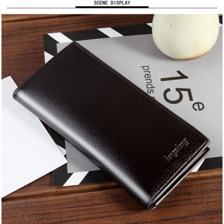 Men's Bifold Leather Breast Pocket Card Holder Suit Purse Long Wallet