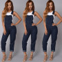 Women Fashion Denim Overalls Jumpsuit Romper Long Overall Straps Playsuits Casual Loose Trousers