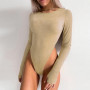 Women  Bodysuit Circle Neck Long Sleeve