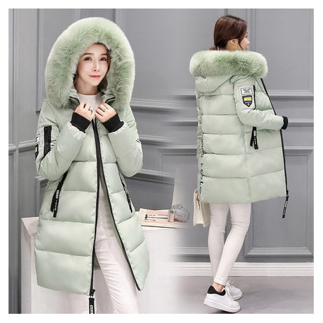 Women Coats Long Cotton Casual Fur Hooded Jackets Thick Warm Parkas Overcoat