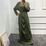 3Pcs Matching Set Women Muslim Abaya Dress