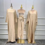 3Pcs Matching Set Women Muslim Abaya Dress