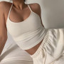 Pure color simple low-cut sexy threaded camisole  crop top women