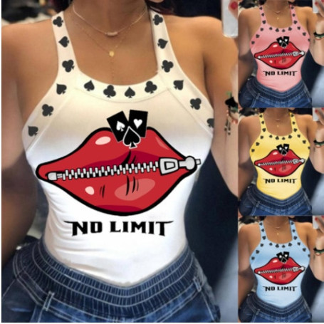 Small Tank Sleeveless Lips Printed