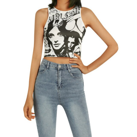 Human Head Print Tank Top